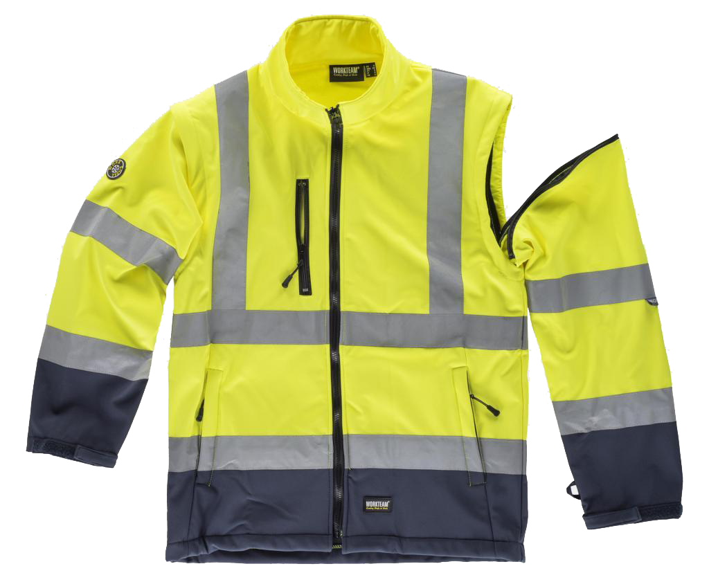 C3745 - Parka 4 en 1 - AV con Capucha - WorkTeam - Bicolor - Alta Visibilidad