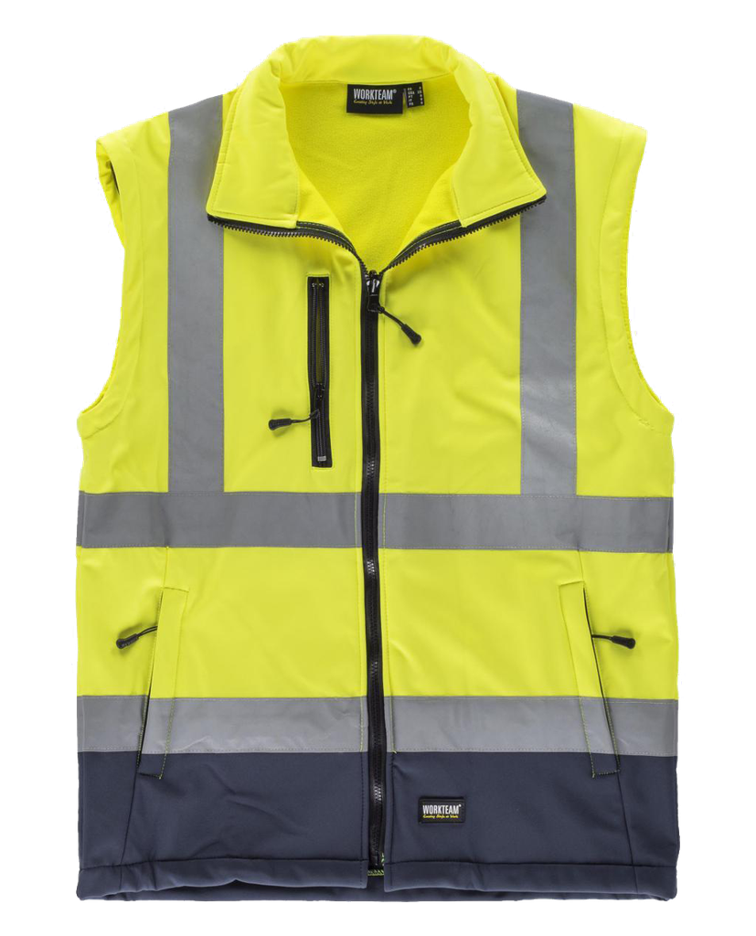 C3745 - Parka 4 en 1 - AV con Capucha - WorkTeam - Bicolor - Alta Visibilidad