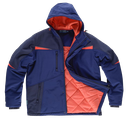 WF2758 - Parka Softshell de WokrShell - WorkTeam (S, Azul - Azul Marino - Naranja AV)