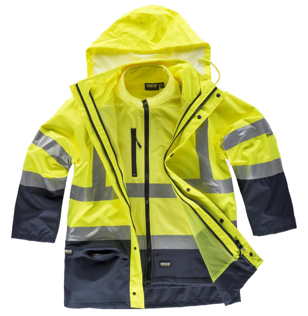 C3745 - Parka 4 en 1 - AV - con SorfShell de WorkTeam - Bicolor - Alta Visibilidad
