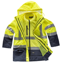 C3745 - Parka 4 en 1 - AV - con SorfShell de WorkTeam - Bicolor - Alta Visibilidad